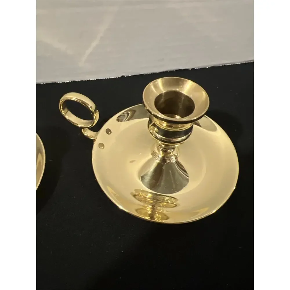 Baldwin Solid Brass Chamberstick Candlestick Candle Holders Pair Vintage Finger